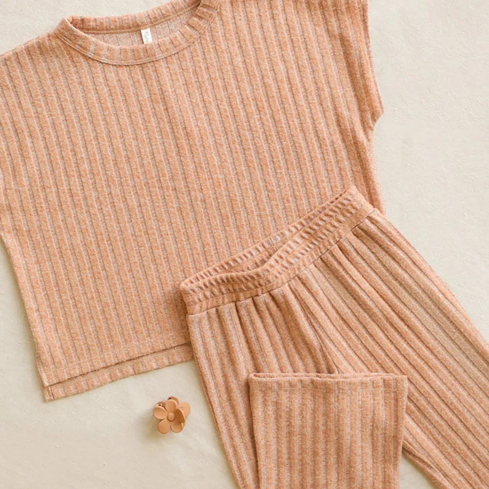 Cozy Rib Knit Set | Grapefruit