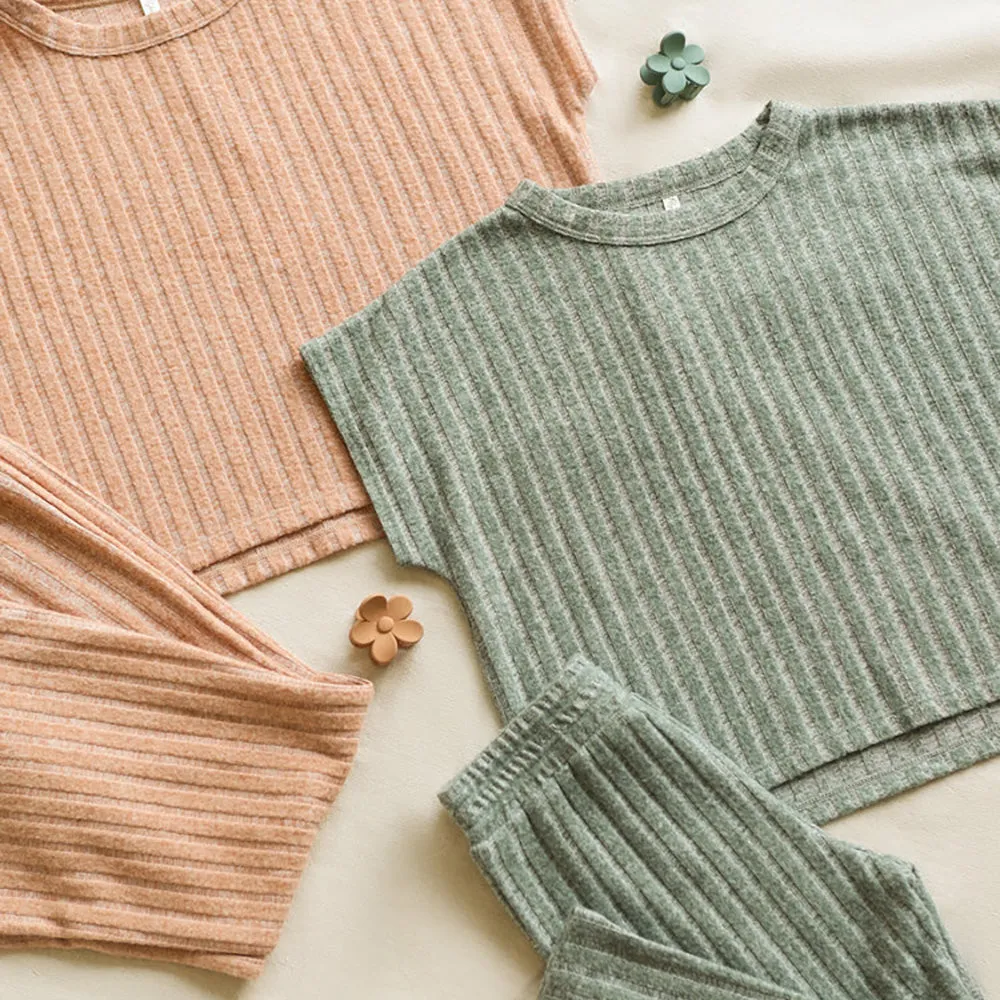 Cozy Rib Knit Set | Grapefruit
