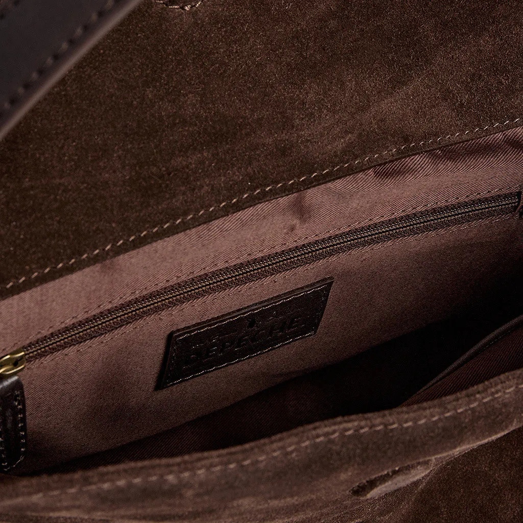 Exclusive suede crossbody bag / 16470 - Chocolate