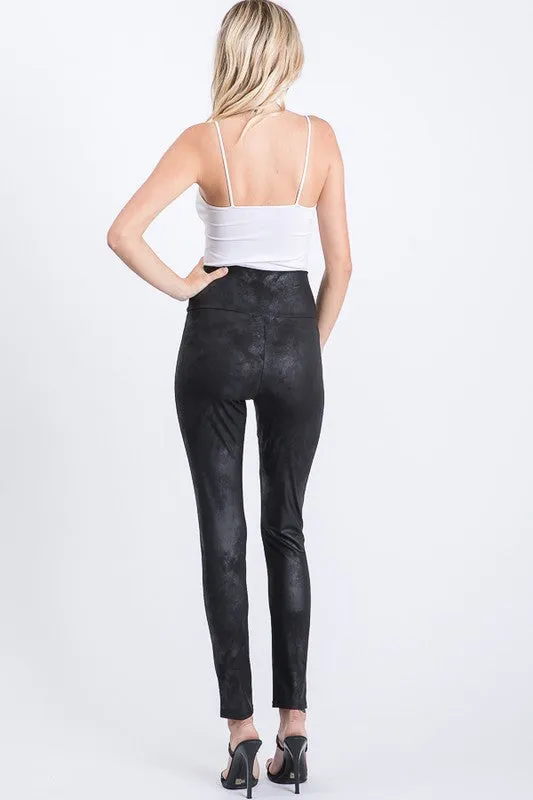 FAUX LEATHER HIGH WAIST LEGGINGS