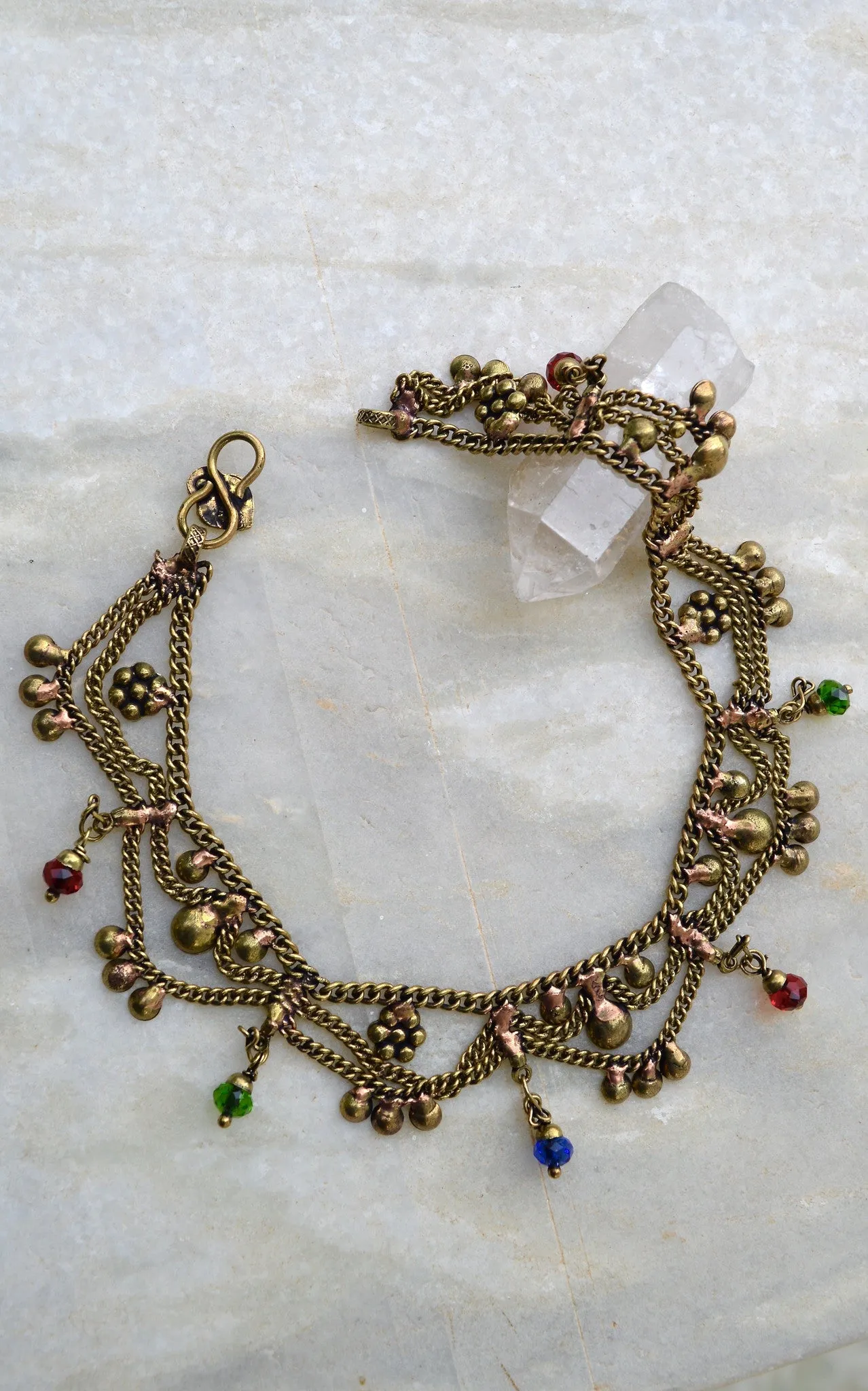 Gypsy Brass and bead Anklets
