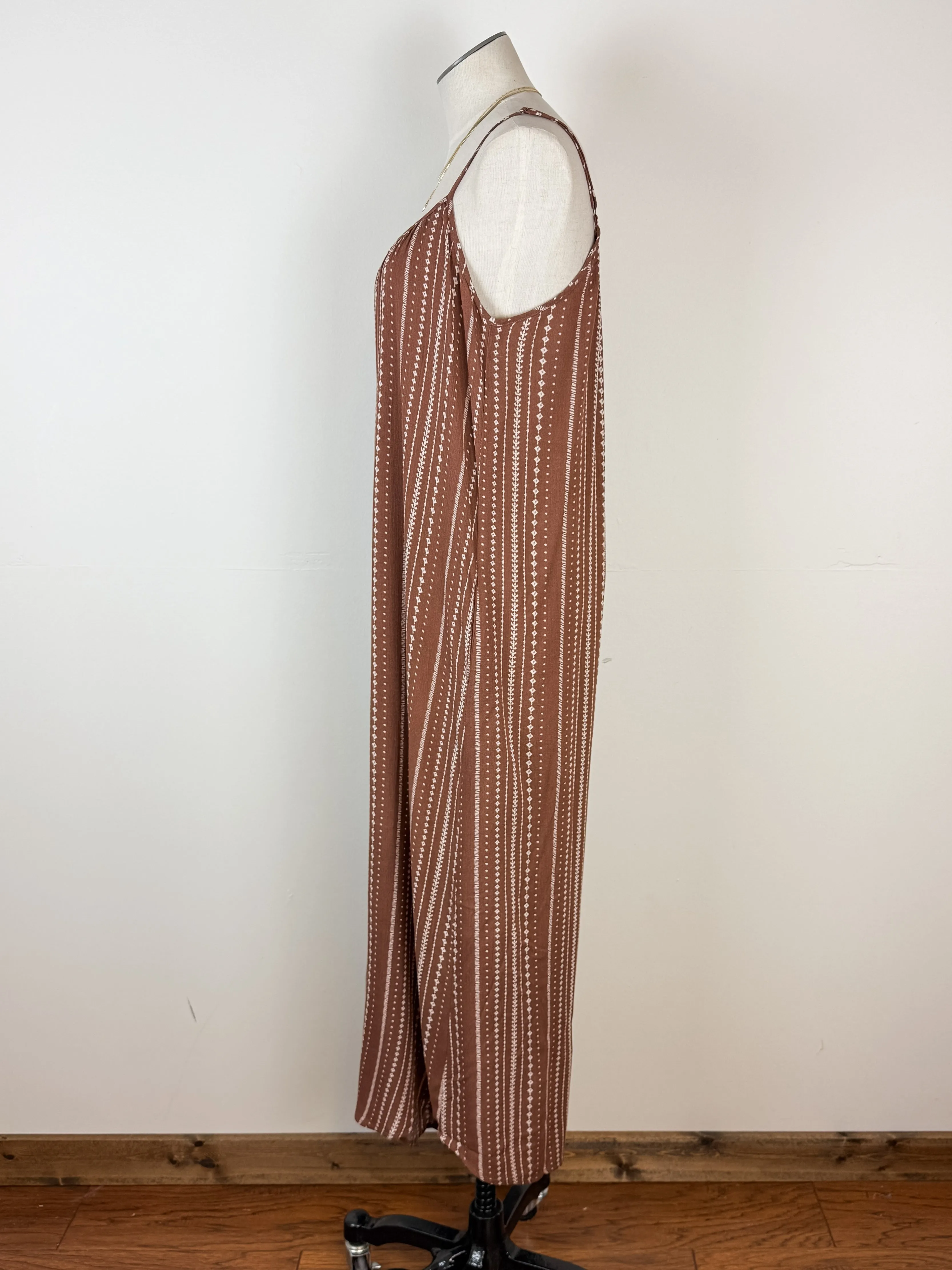 Madilyn Wide Leg Printed Jumpsuit in Brown