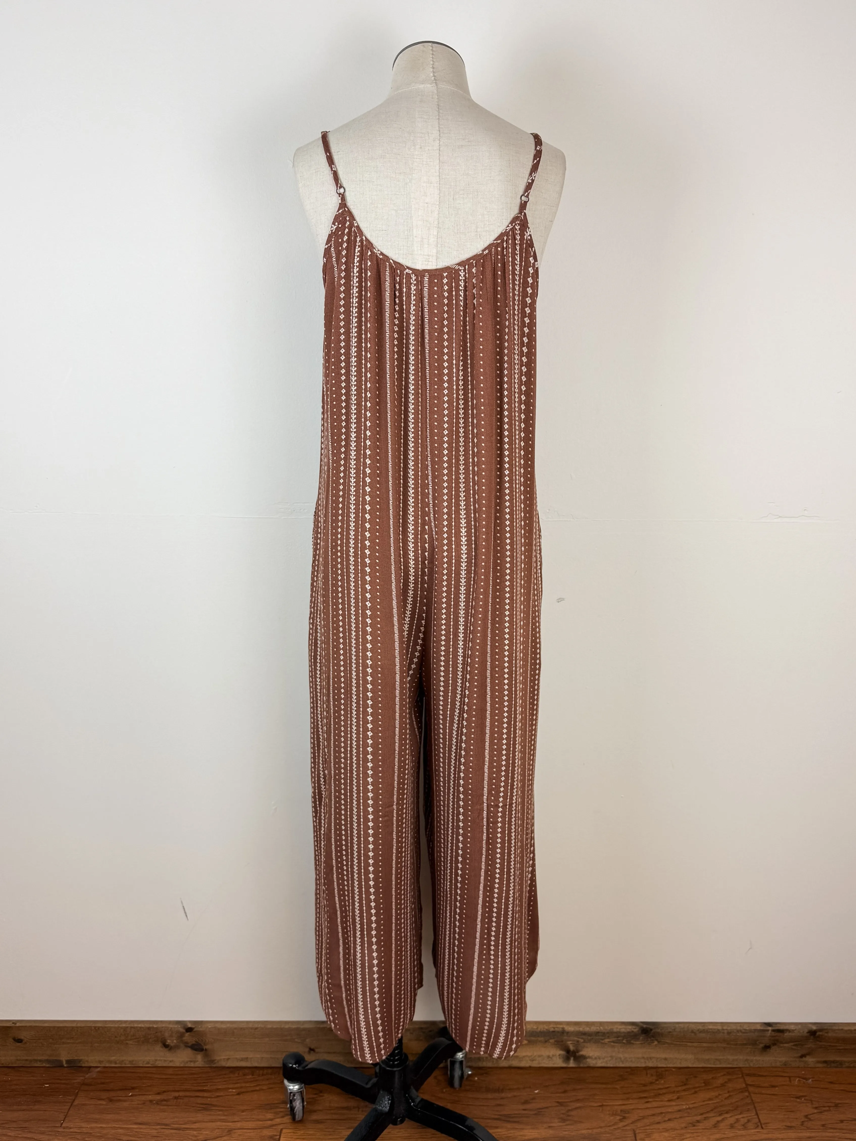 Madilyn Wide Leg Printed Jumpsuit in Brown