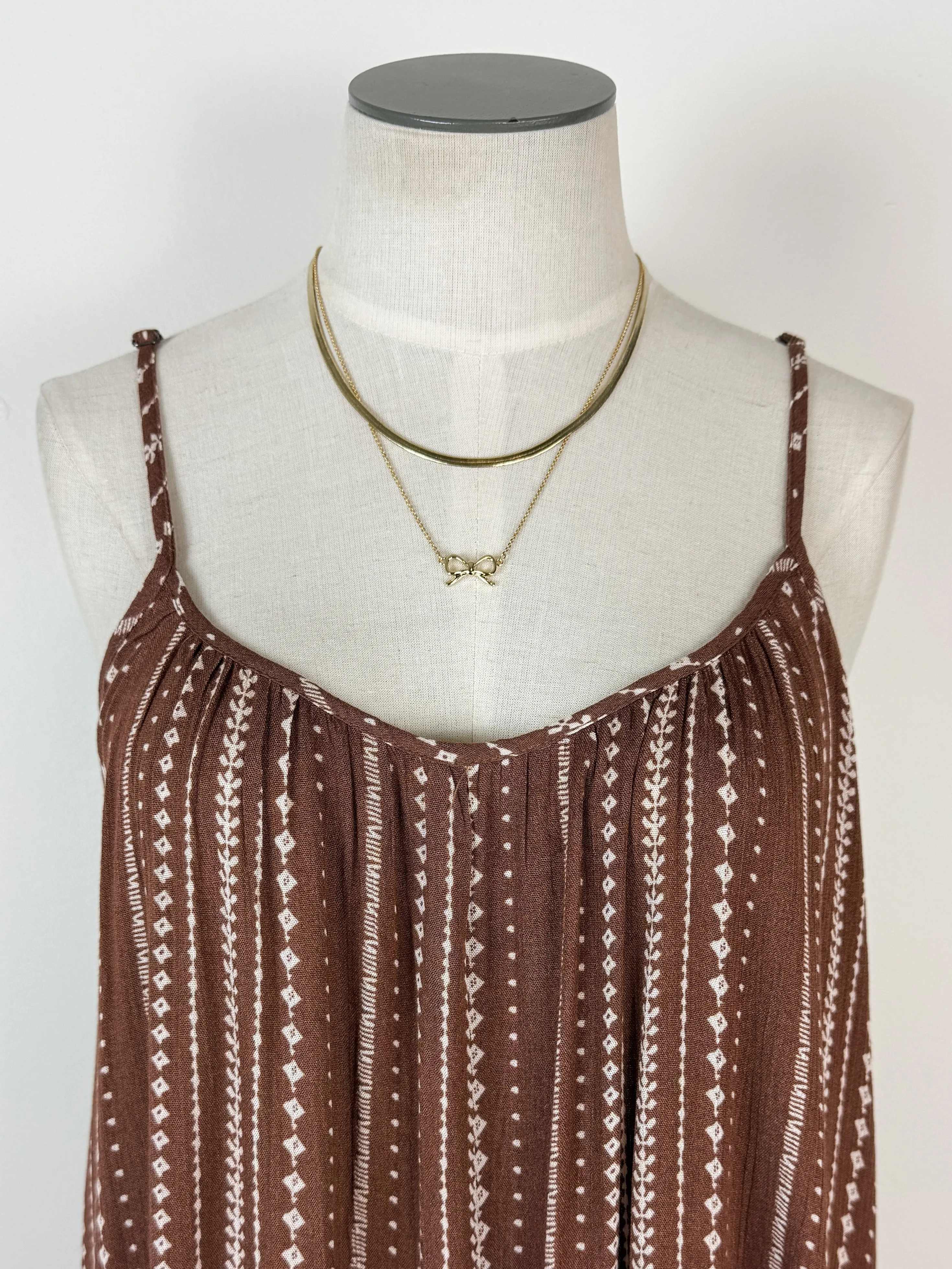 Madilyn Wide Leg Printed Jumpsuit in Brown