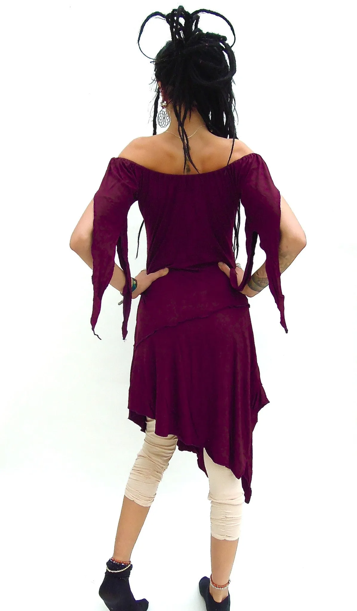 Midi Pixie Dress with Slashed sleeved.