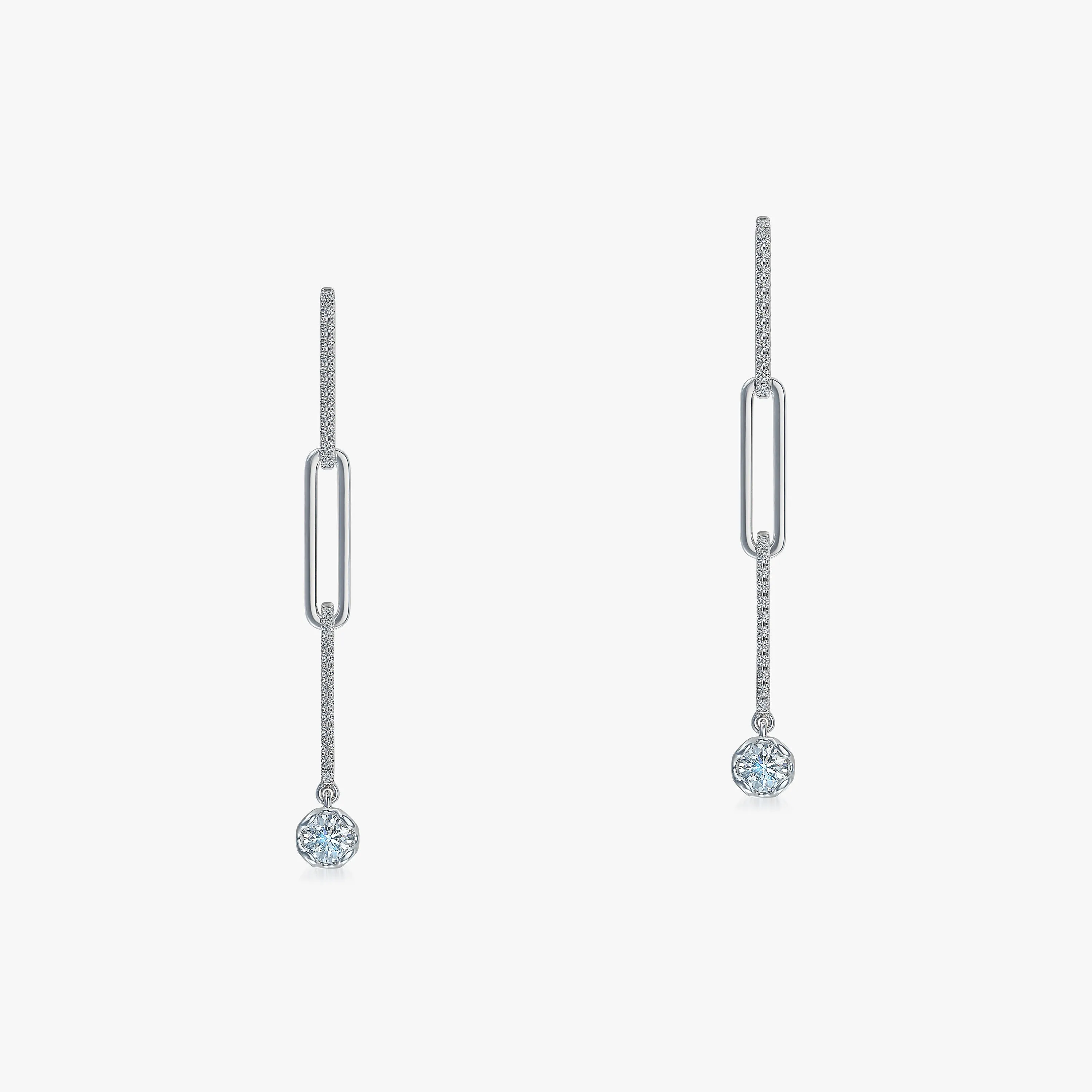Paperclip Dangle Diamond Earrings