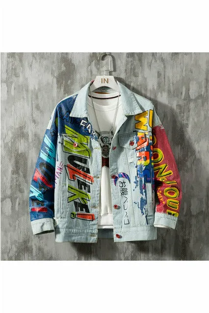 Printed Jeans Jacket Men