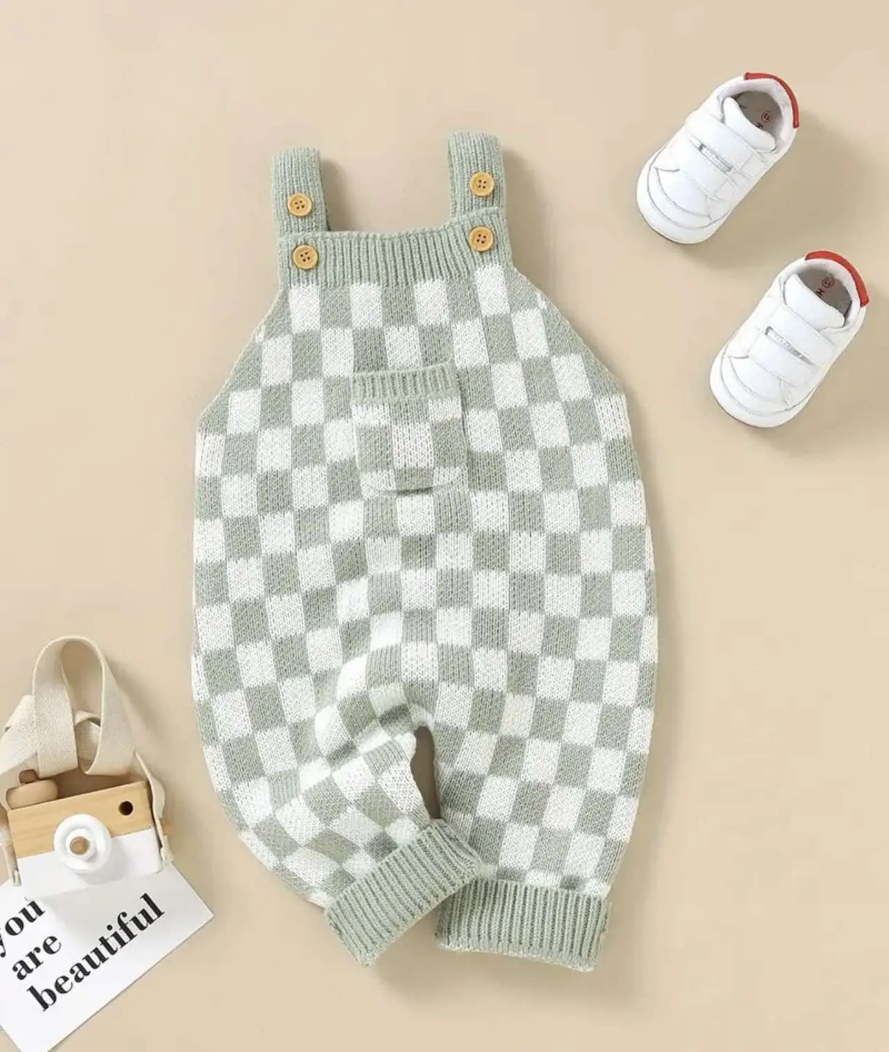Sage Checkered Romper