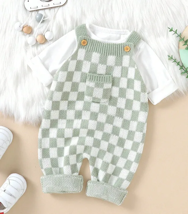 Sage Checkered Romper