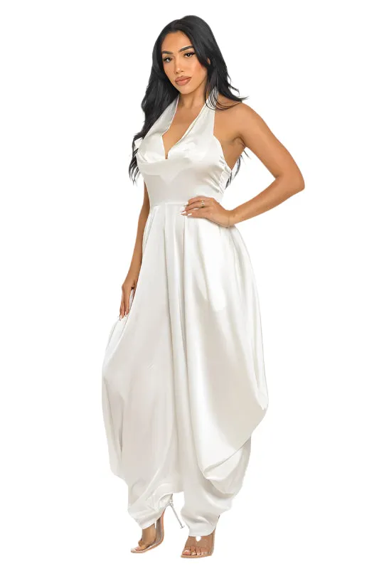 Serene- Ivory Halter Jumpsuit