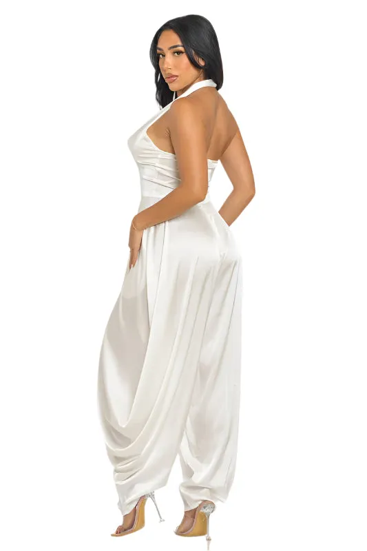 Serene- Ivory Halter Jumpsuit