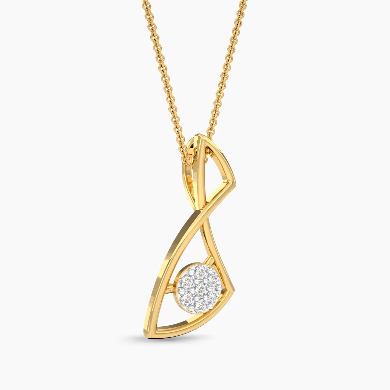 Twisted Horizon Yellowgold Diamond Pendant Necklace