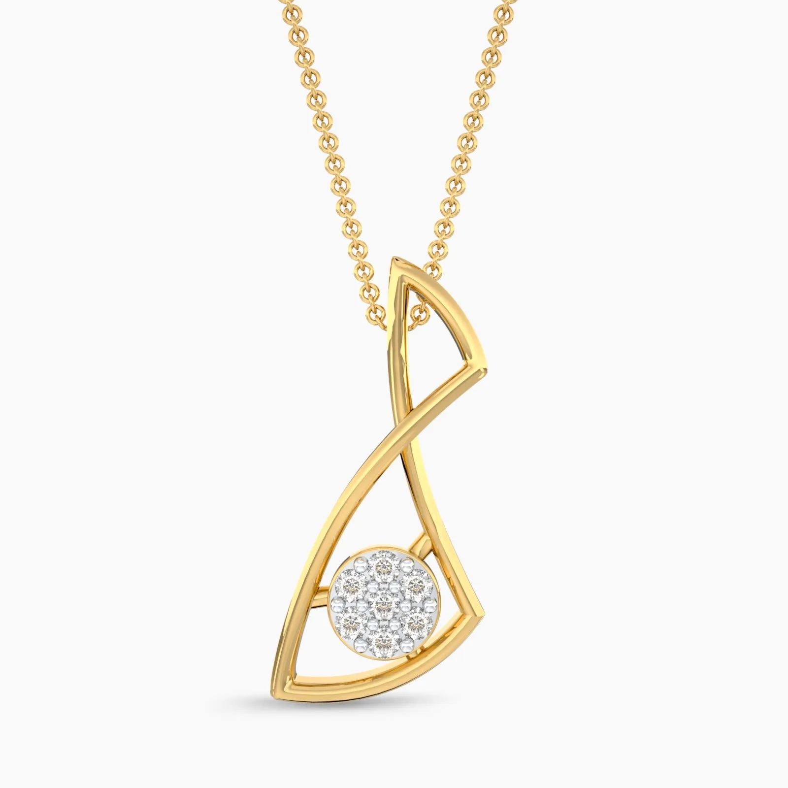 Twisted Horizon Yellowgold Diamond Pendant Necklace