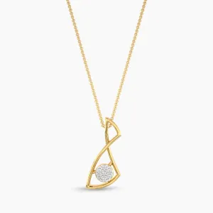 Twisted Horizon Yellowgold Diamond Pendant Necklace