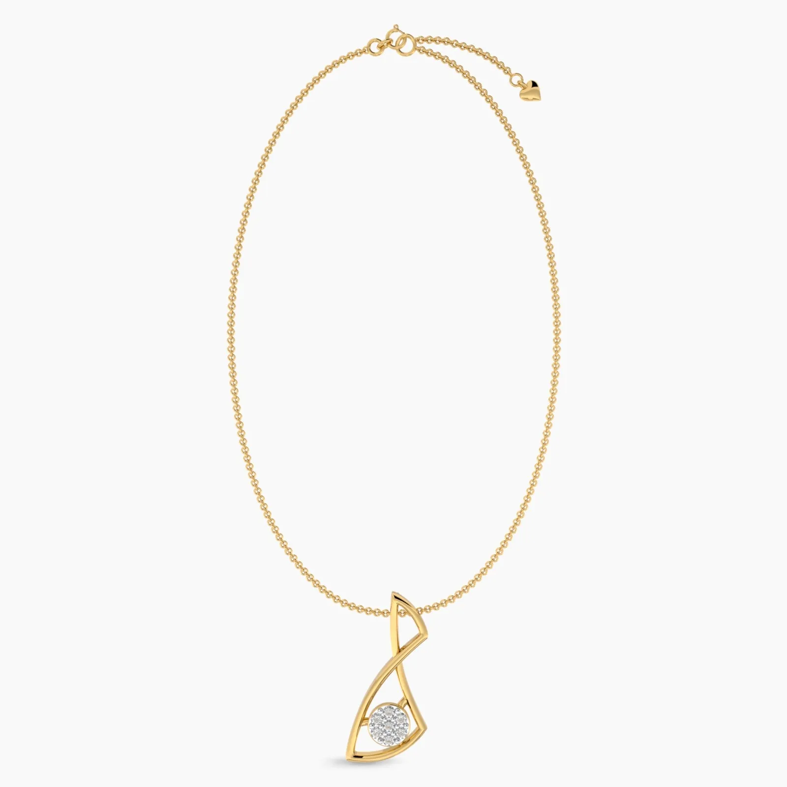 Twisted Horizon Yellowgold Diamond Pendant Necklace