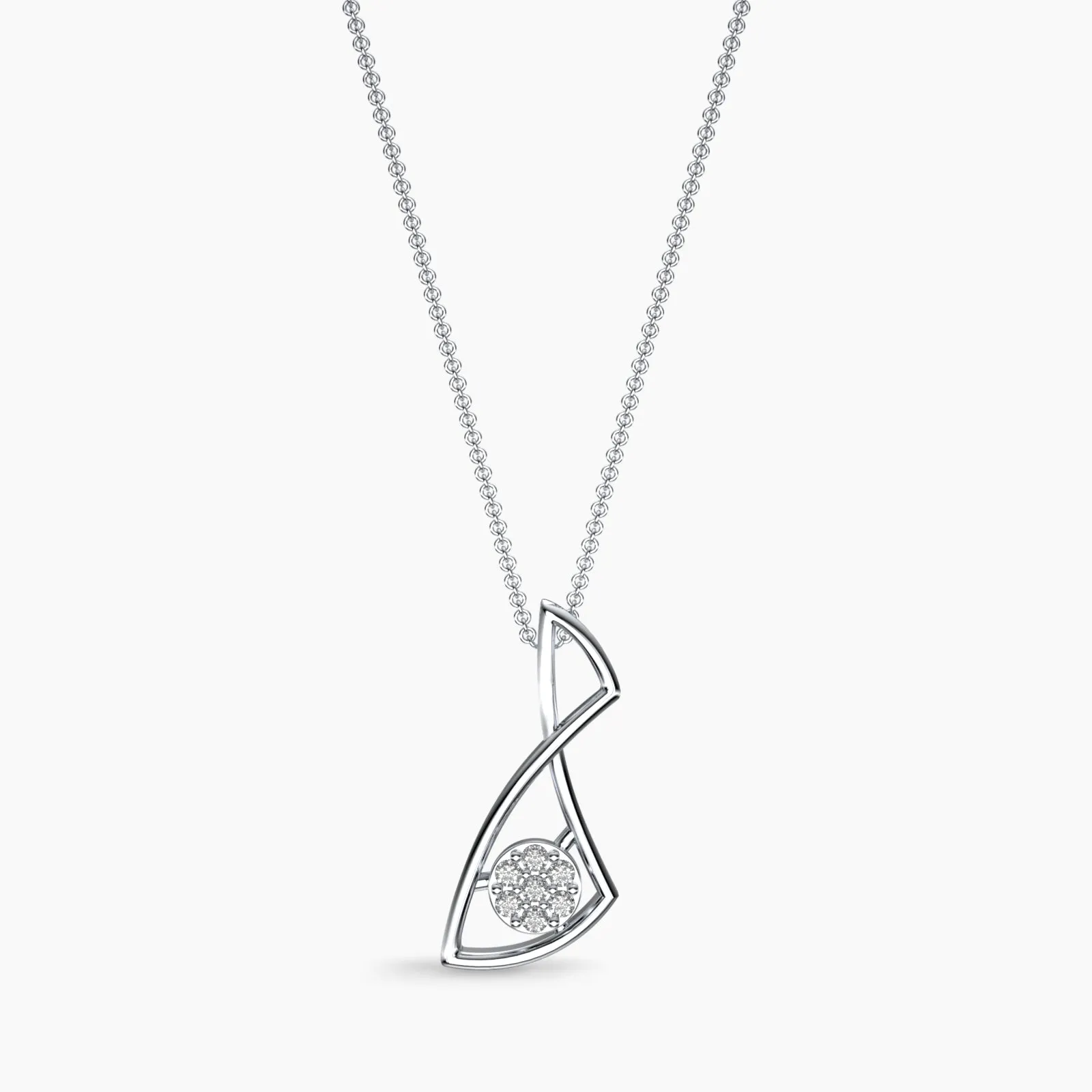 White Gold Twisted Horizon Diamond Pendant Necklace