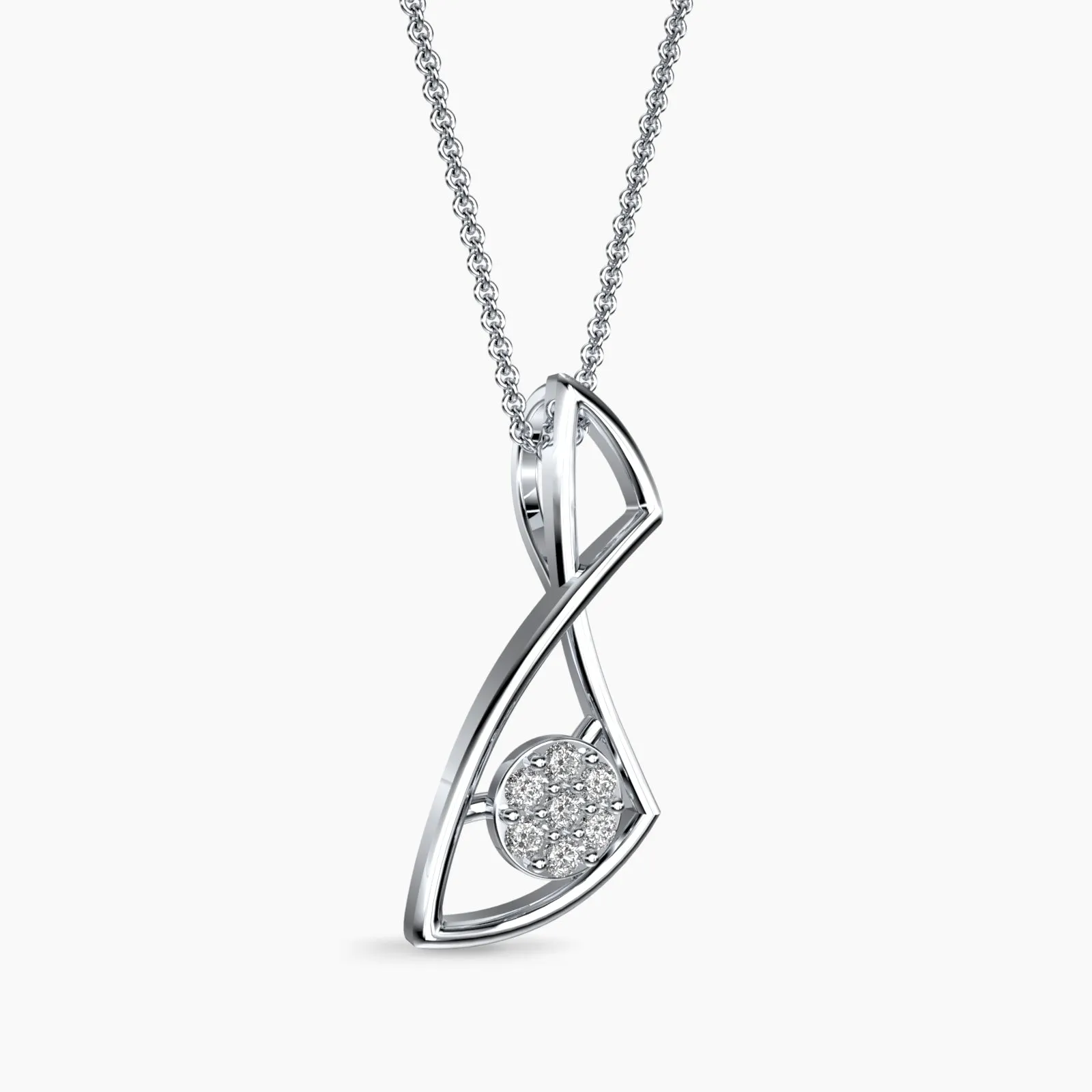 White Gold Twisted Horizon Diamond Pendant Necklace