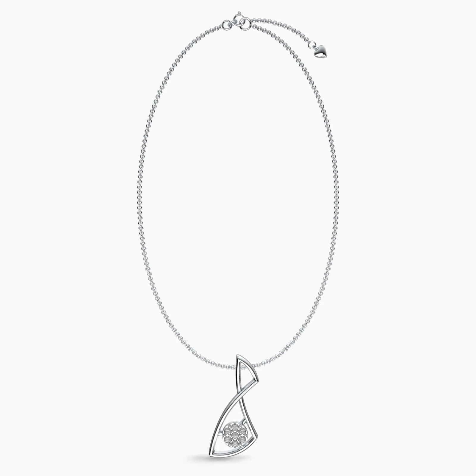 White Gold Twisted Horizon Diamond Pendant Necklace