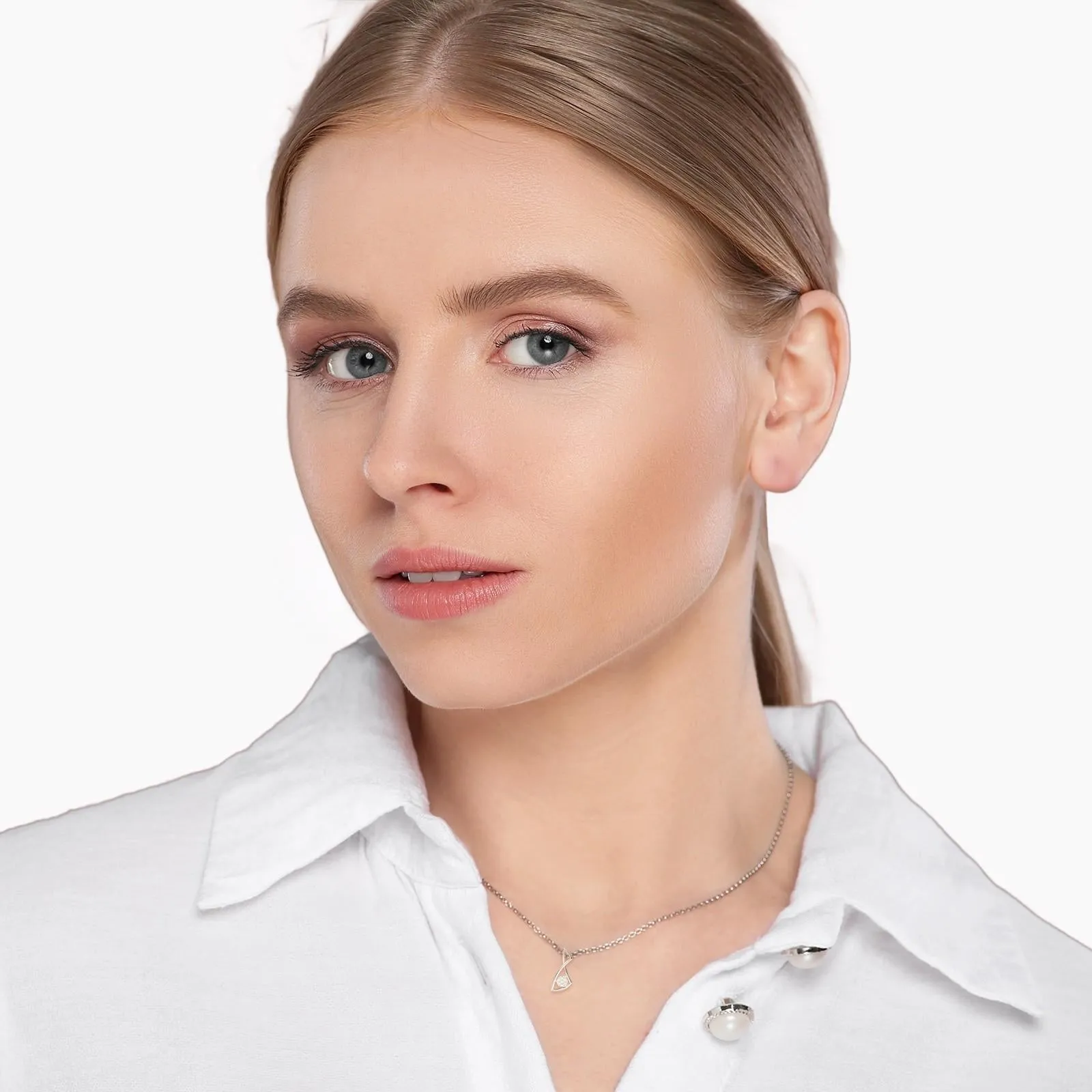 White Gold Twisted Horizon Diamond Pendant Necklace