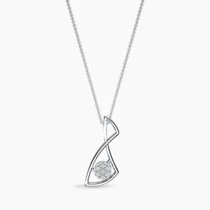 White Gold Twisted Horizon Diamond Pendant Necklace