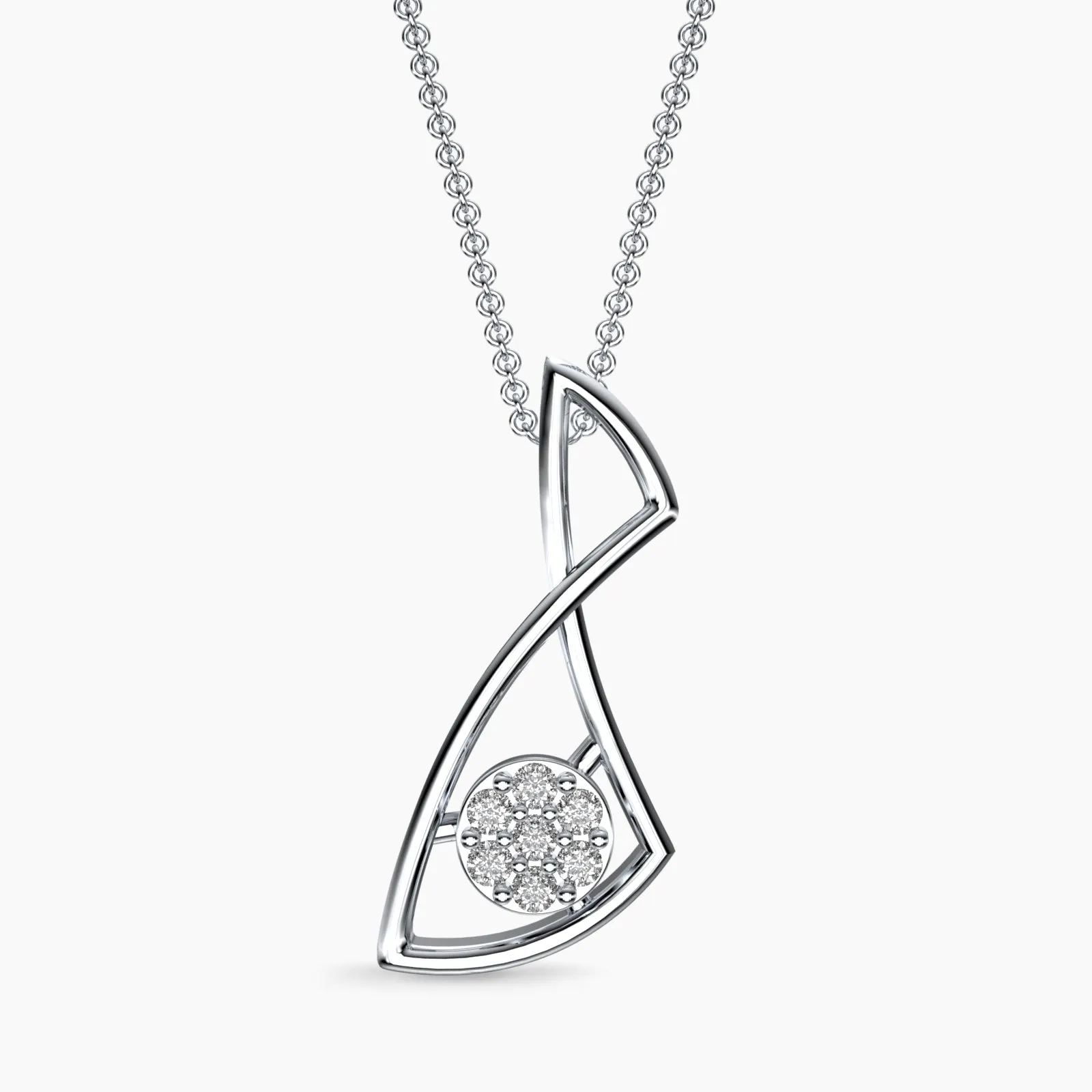 White Gold Twisted Horizon Diamond Pendant Necklace